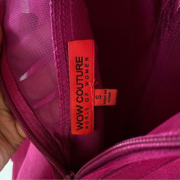 WORLD OF WOMEN COUTURE berry bodycon sheer cocktail cut out dress - Picture 8 of 10